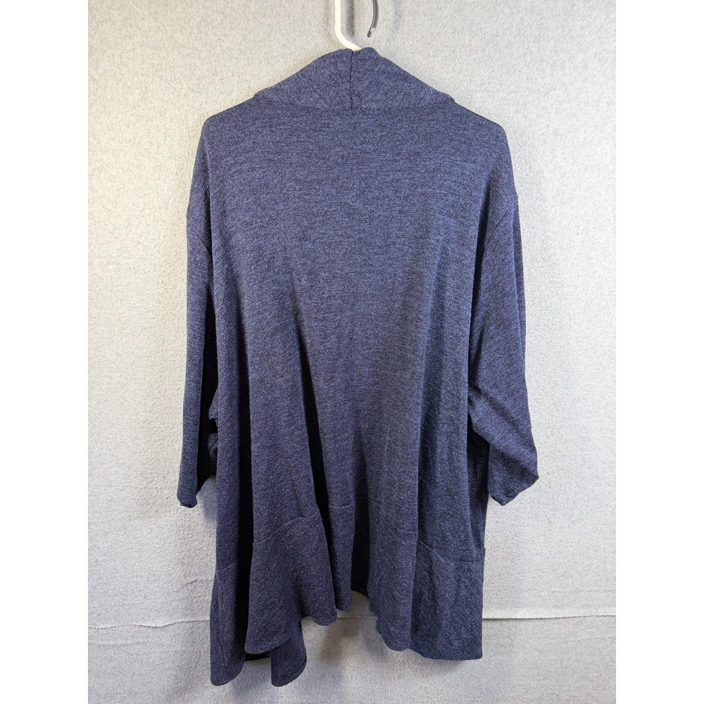 Kiyonna Cardigan Womens 5 Blue Open Front Glitter Knit 3/4 Sleeve Sweater - Picture 9 of 10